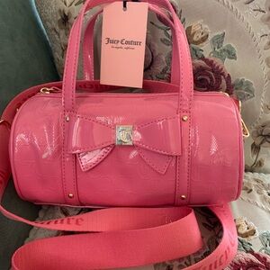 NWT Juicy Couture Pink Mini barrel Bag with Structured Design and Glossy Finish